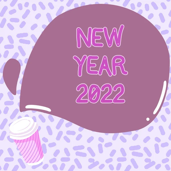 Inspiráló szöveg Új év 2022. Internet Concept Üdvözlet Ünnepi Ünnepek Friss Kezdet Minden jót Színes dizájn Üzenet megjelenítése, Absztrakt Kávézó Menü — Stock Fotó