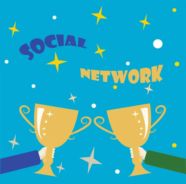 Handschrift tekst Sociaal Netwerk. Word Written on a framework of individual linked by interan individualal relationship Abstract Victory Reward Ceremony, Celebrating New Winner Concept — Stockfoto