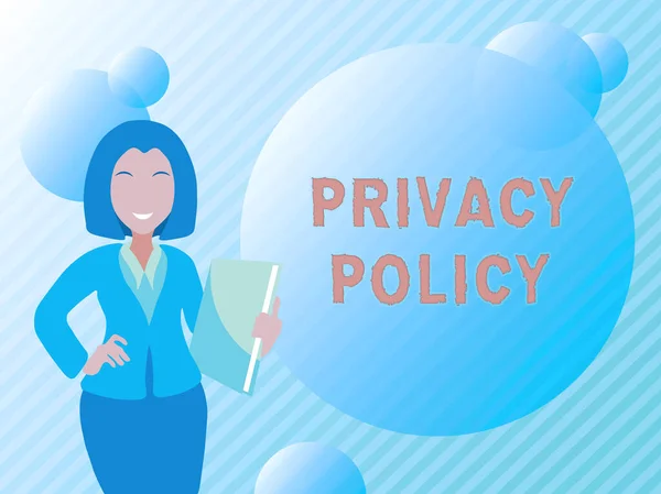 Text sign showing Privacy Policy. Concept meaning Documentation regarding the management of the client s is data Abstract Discussing Important News, Explaining And Reporting Concept — Foto de Stock