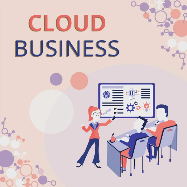 Tekenen voor Cloud Business. Business idee internetgebaseerde levering van diensten ter beschikking gesteld aan gebruikers Presentatie Project Report Concept, Reporting Business Status — Stockfoto