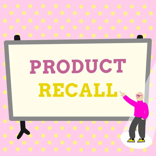 콘셉트 디스플레이 제품 회상. Business overview request to return the possible product issue for the market Colorful Design Display Message, Abstract Discussing Important News — 스톡 사진