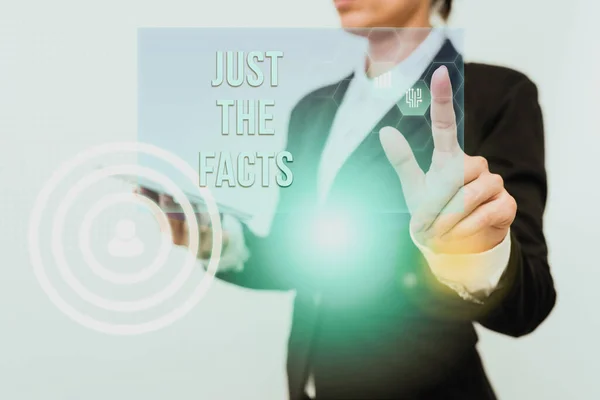 Inspiration showing sign Just The Facts. Word for to have the correct information about the exact details Inspirational business technology concept with copy space — Stockfoto