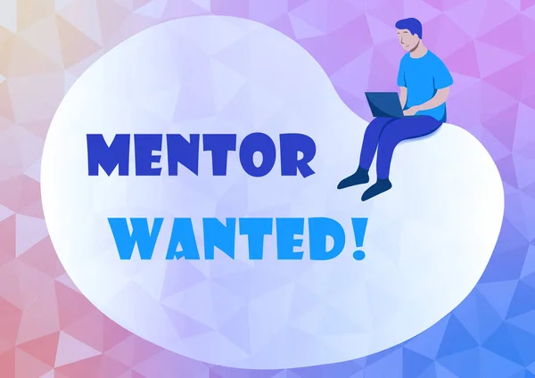 Hand writing sign Mentor Wanted. Concept meaning finding someone who can guide oneself to attain success Abstract Spreading Message Online, Global Connectivity Concepts —  Fotos de Stock