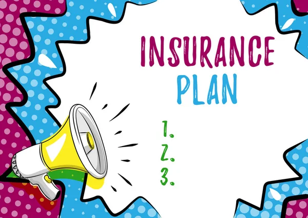 Writing displaying text Insurance Plan. Business idea includes the risk management that a worker is covered Colorful Design Displaying Important Message, Abstract Announcing News —  Fotos de Stock