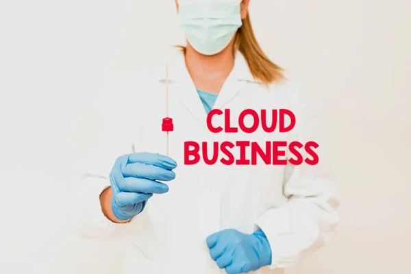Sign displaying Cloud Business. Word Written on internetbased delivery of services made available to users Presenting And Analyzing Medical Specimen Displaying Test Samples — Zdjęcie stockowe