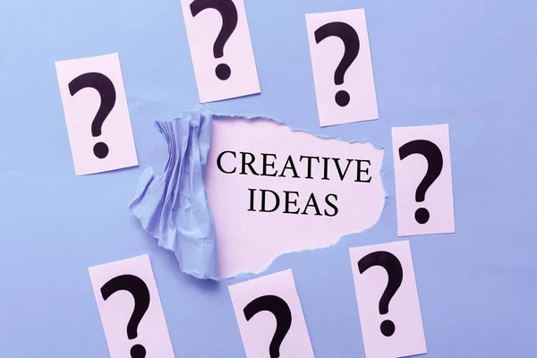 Psaní textu Creative Ideas. Koncept znamená Unikátní strategie pro podmanění zájmu publika Brainstorming Nové nápady a inspirace pro řešení průlomových problémů — Stock fotografie