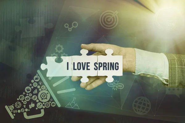 Display concettuale I Love Spring. Internet Concept raccontare perché avere un forte affetto per questa stagione Inspirational business technology concept with copy space — Foto Stock