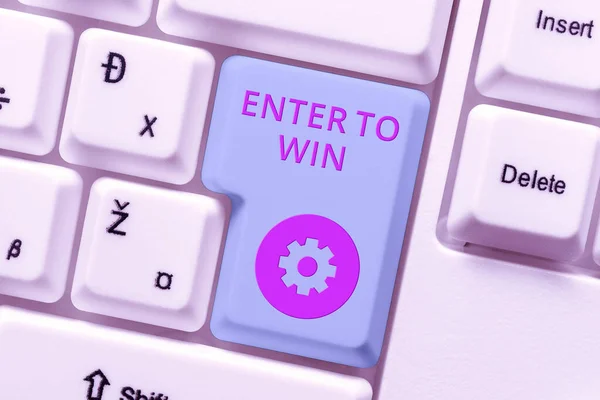 Ручная надпись Enter To Win. Internet Concept exchanging something value for prize chance winning prize Setting Up New Online Blog Website, Typing meaningingful Internet Content — стоковое фото