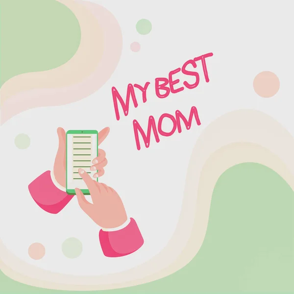 Conceptual caption My Best Mom. Word Written on Appreciation for your mother s is love feelings compliment Abstract Spreading Message Online, Global Connectivity Concepts — Stock Photo, Image