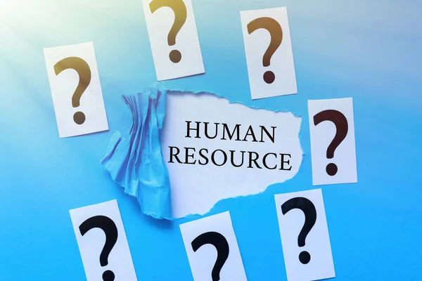 El yazısı işareti İnsan Kaynakları. İş fikri: Personel ve çalışanlarla ilgilenen eleştirel bir bölüm Yeni Fikirler ve Çözüm Bulma Sorunları İçin İlham — Stok fotoğraf