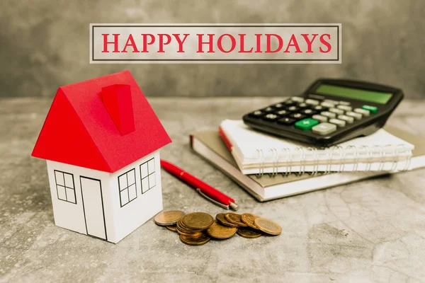 Text caption presenting Happy Holidays. Conceptual photo observance of the Christmas spirit lasting for a week Creating Property Contract To Sell, Presenting House Sale Deal