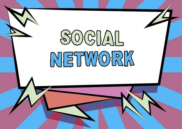 Bildunterschrift: Das soziale Netzwerk. Geschäftsübersicht eines Rahmens von Individuen, die durch interane individuelle Beziehungen miteinander verbunden sind Abstract Displaying Dringende Nachricht, Neue Ankündigungsinformationen — Stockfoto