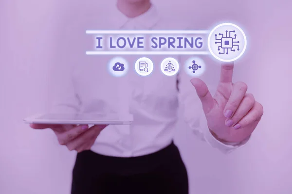 Conceptuele weergave I Love Spring. Internet Concept vertellen waarom het hebben van een sterke genegenheid voor dit seizoen Inspirerende business technology concept met kopieerruimte — Stockfoto