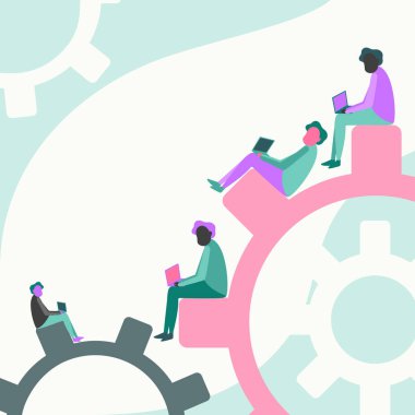 Dört takım arkadaşı dizüstü bilgisayar kullanarak Ekip İlerlemesini kullanarak Oturarak Çiziyor. Meslektaşlar Tasarımı Uzak Çalışmaları Gösteren Not Defteri Bilgisayarını kullanarak Çalışanların Üzerine Oturur.