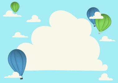 Hotair Balon İllüstrasyonu Bulutların Üzerinde Uçuyor Yeni İndirimlere Ulaşıyor. Zeppelin Gökyüzünde Daha Fazla Yere Giderek Dolaşıyor.