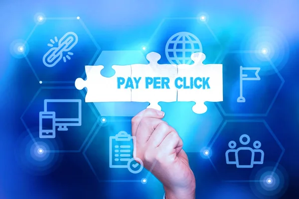Visualización conceptual Pay Per Click. Word Escrito en marketing en Internet en el que el pago se basa en clics Concepto de tecnología empresarial inspiradora con espacio de copia —  Fotos de Stock