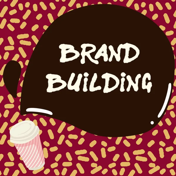 Концептуальний підпис Brand Building. Бізнес-концепція підвищення клієнт s це знання про певний бізнес Барвистий дизайн Повідомлення, Анотація Кав'ярня Меню — стокове фото