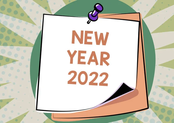 新しい年を示すテキスト記号2022.ビジネスアイデア挨拶休日の新鮮なスタートを祝う最高の願いカラフルなメッセージプレゼンテーションのアイデア,スティッキーノートメッセージリマインダー — ストック写真