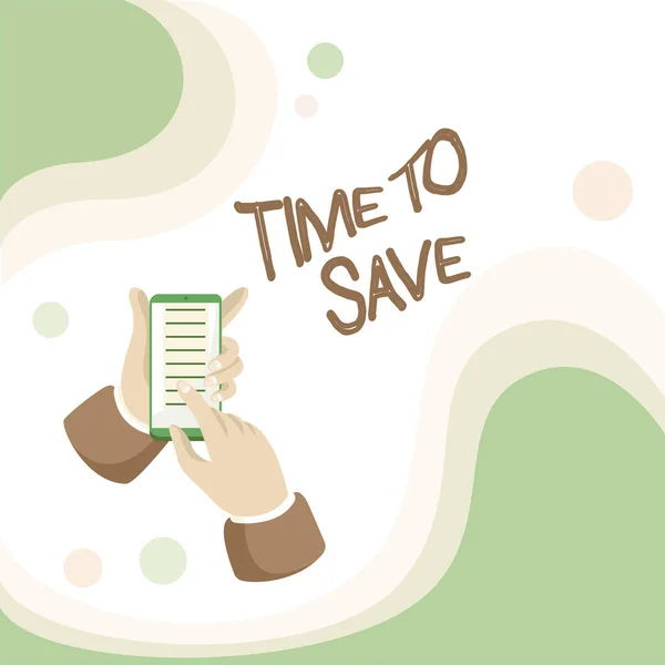 Testo che mostra l'ispirazione Time To Save. Internet Concept per fare qualcosa in modo più efficiente che richiede meno tempo Abstract Spreading Message Online, Global Connectivity Concepts — Foto Stock