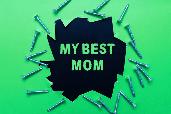 Ręczny napis "Moja najlepsza mama". Biznes showcase Ocena dla Twojej matki s jest miłość uczucia komplement Warsztaty Poprawa Pomysły Produktywność Inspiracje i rozwiązania — Zdjęcie stockowe
