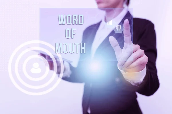 Podpis z napisem Word Of Mouth. Business showcase informacje, które są przekazywane bez zapisywania Inspirująca koncepcja technologii biznesowych z miejsca kopiowania — Zdjęcie stockowe