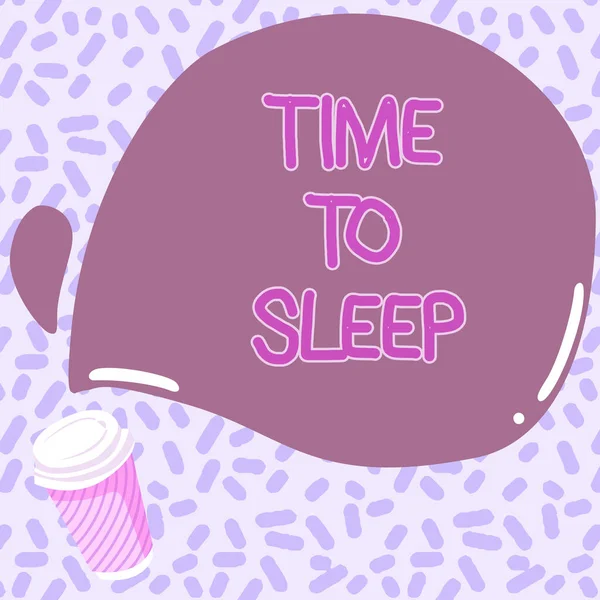 Scrierea afişării textului Time To Sleep. Fotografie conceptuală o perioadă naturală de somn sau de a fi în stare de inactivitate Design colorat Afișarea mesajului, Abstract Coffee Shop Meniu — Fotografie, imagine de stoc