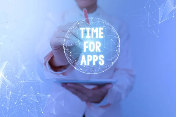 Sign displaying Time For Apps. Business concept make use of application or services using the technologies Inspirational business technology concept with copy space — Stock Photo, Image