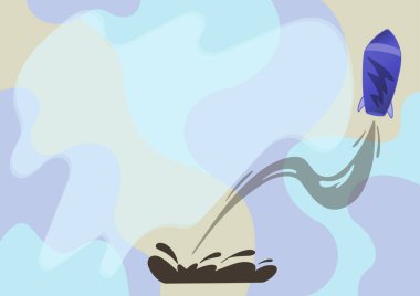 Uzay Gemisi Yerden Gökyüzüne doğru Fırlatma Yapıyor. Mekik Destekleyicisi uçuş sunumuna başlıyor Düşünceler ve Tasarımlar Başlat.