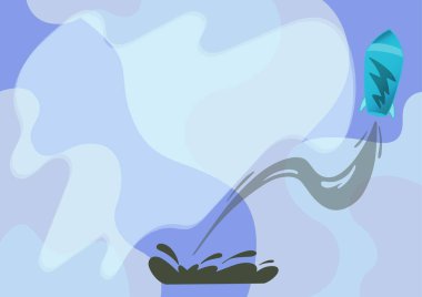 Uzay Gemisi Yerden Gökyüzüne doğru Fırlatma Yapıyor. Mekik Destekleyicisi uçuş sunumuna başlıyor Düşünceler ve Tasarımlar Başlat.