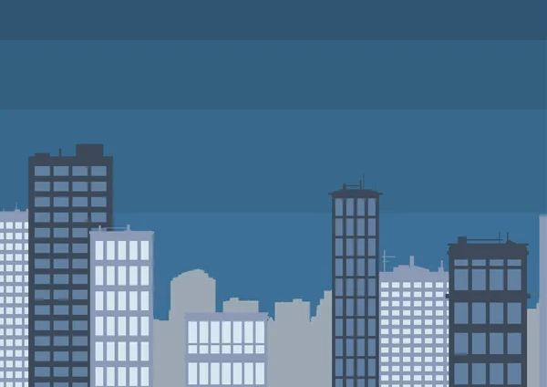 Plusieurs gratte-ciel Dessin montrant la ville Skyline. Bâtiments diffus de grande hauteur montrant l'horizon du paysage urbain. Des architectures imposantes réparties dans toute la ville. — Image vectorielle