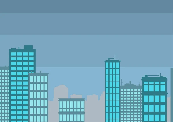 Πολλαπλές Skyscrapers Σχέδιο Εμφάνιση City Skyline. Διάφοροι High-Rise Κτίρια Εμφάνιση Cityscape Horizon.Towering Αρχιτεκτονικές εξαπλωθεί σε όλη την πόλη. — Διανυσματικό Αρχείο
