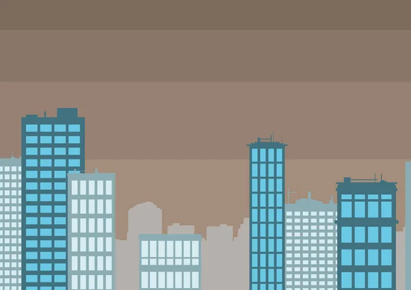 Dibujo de rascacielos múltiples mostrando City Skyline. Edificios de gran altura de Diffrent que muestran el paisaje urbano Horizon.Towering arquitecturas se extienden por toda la ciudad. — Vector de stock