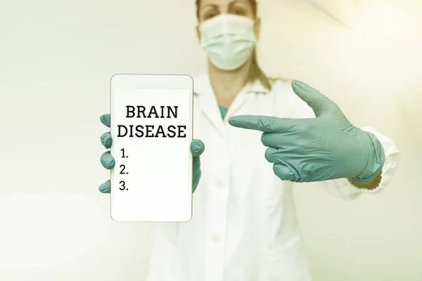 Pisanie tekstu "Choroba mózgu". Conceptual zdjęcie zaburzenia neurologiczne, które pogarsza system s jest nerwy Demonstrujące Techologii Medycznej Przedstawiając nowe odkrycie naukowe — Zdjęcie stockowe