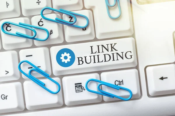 Kézírás szöveg Link Building. Word Written on SEO Term Exchange Links Acquire Hyperlinks Indexed Internetes böngészés és online kutatási tanulmány Írja be ötleteit — Stock Fotó