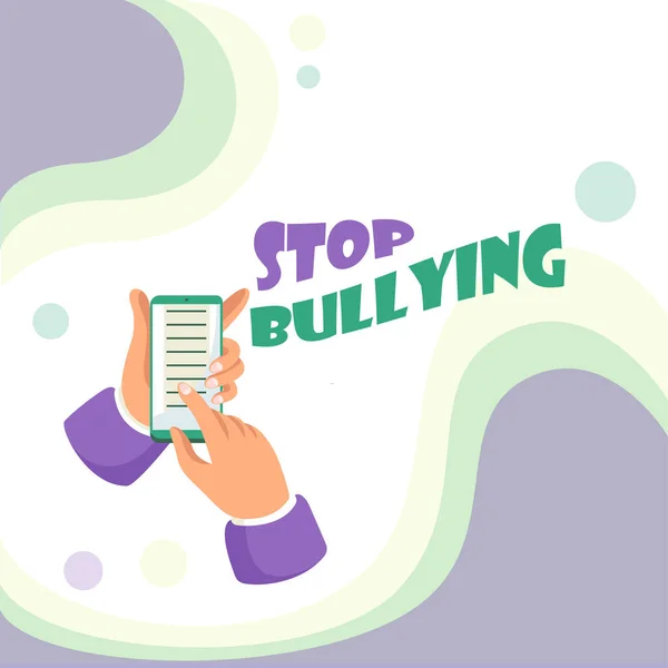 Signo de texto que muestra Stop Bullying. Idea de negocio expresando su campaña contra la violencia hacia las víctimas Resumen Difusión de mensajes en línea, conceptos de conectividad global — Foto de Stock