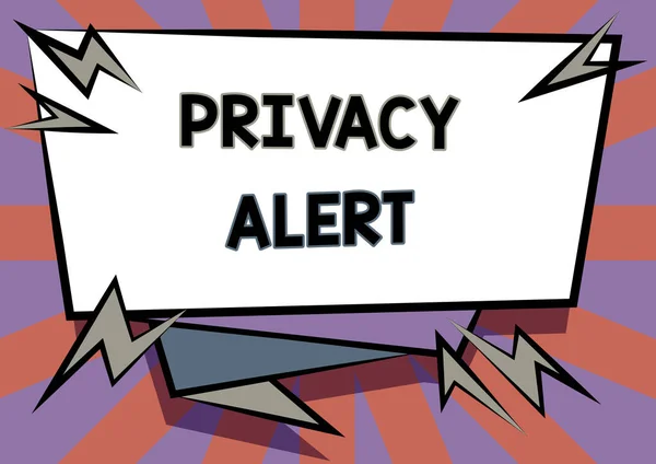 Inspiracja wykazująca znak Prywatność Alert. Word ostrzega użytkownika przed ryzykiem, które może ukraść Twoje dane Abstract Wyświetlanie pilnej wiadomości, New Announcement Information — Zdjęcie stockowe
