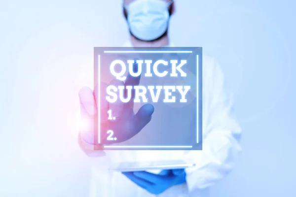 Visualización conceptual Quick Survey. Enfoque empresarial Realice una comprobación rápida de la situación del valor de la condición de algo que demuestre la tecnología médica, presentando un nuevo descubrimiento científico —  Fotos de Stock