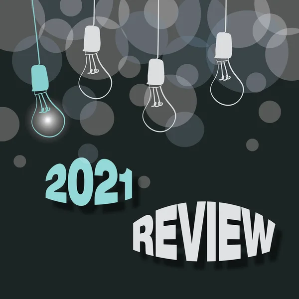 手写符号2021 Review 。商务概念回忆过去一年事件的主要行动或好的表现摘要展示不同的观点，展现聪明的概念 — 图库照片