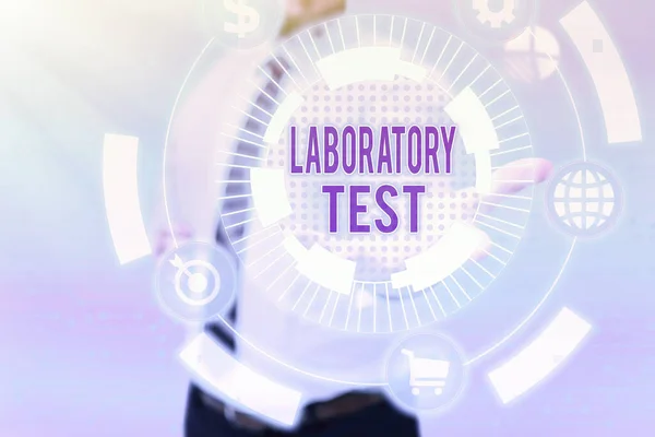 Kavramsal ekran laboratuvar testi. Gentelman Üniforması Yeni Geleceği Koruma Teknolojileri 'nde test edilen maddelerden tıbbi teşhisin saptanması.. — Stok fotoğraf