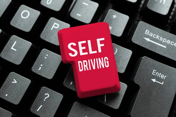 Text sign showing Self Driving. Business overview Autonomous vehicle Ability to navigate without input Abstract Drafting A Binding Contract, Creating Antivirus Codes — Stock Photo, Image