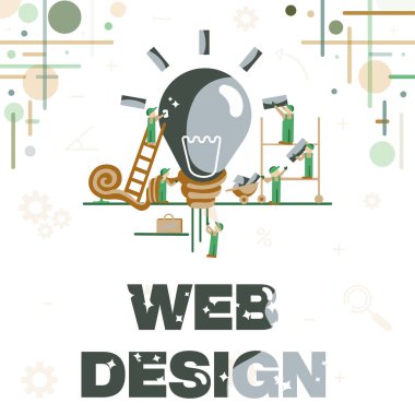 Kavramsal başlık Web Tasarımı. Daha İyi Sonuçlar İçin Birlikte Çalışmak, Grubun Çaba Kavramının içerdiği tasarım, içerik ve grafikler içeren web sitesi oluşturma kavramı