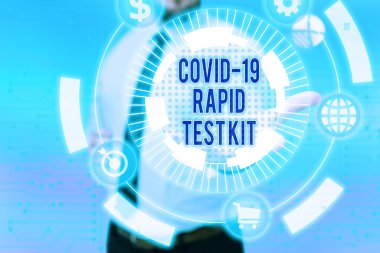 Hızlı Test Çantası 'nı gösteren metin işareti. Hızlı sonuçlar veren kavramsal fotoğraf acil tıbbi teşhis ekipmanları Gentelman Üniforması Yeni Gelecek Teknolojileri Bekliyor.