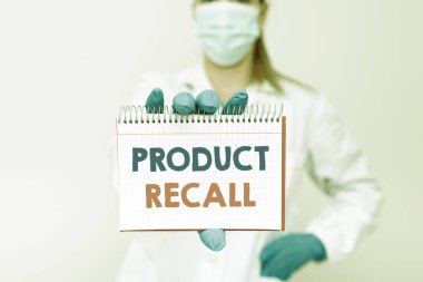 Conceptual display Product Recall. Word Written on request to return the possible product issues to the market Demonstrating Medical Ideas Presenting New Scientific Discovery clipart