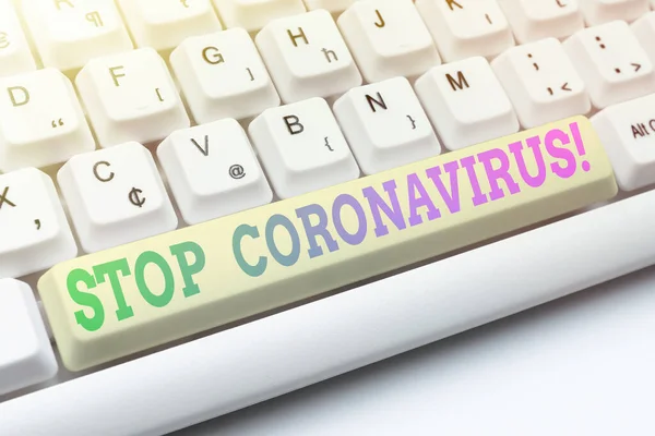 Hand writing sign Stop Coronavirus. Business approach Disease awareness campaign fighting to lessen the COVID19 cases Typing Online Member Name Lists, Creating New Worksheet Files