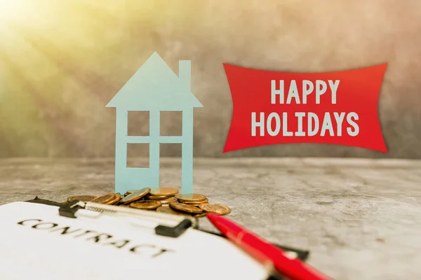 Handwriting text Happy Holidays. Concept meaning observance of the Christmas spirit lasting for a week Presenting Brand New House, Home Sale Deal, Giving Land Ownership