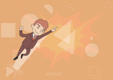 Üniformalı Mutlu Adam, Liderliği Göstererek Yukarı Çekiyor. Takım Elbiseli Adam Otorite ve Hakimiyeti Gösteriyor ve Gösteriyor.