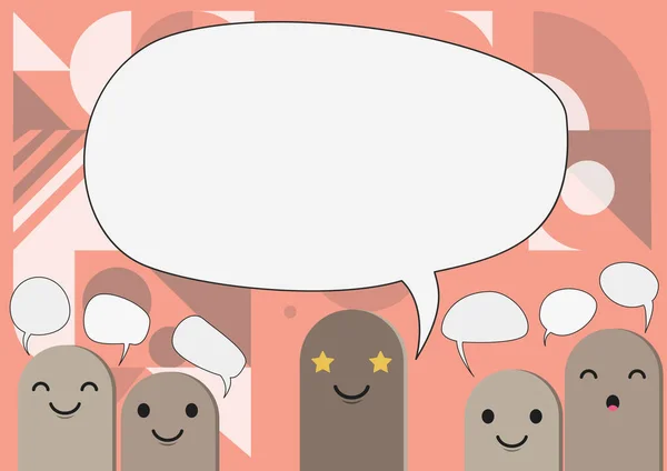 Cartoon Heads Drawing Drawing With Speech Bubble Show Conversation. Různá karikatura s diskuzním balónem zobrazujícím komunikační výměnu. — Stockový vektor