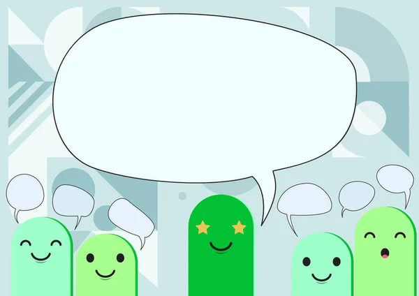 Cartoon Heads Drawing Drawing With Speech Bubble Show Conversation. Různá karikatura s diskuzním balónem zobrazujícím komunikační výměnu. — Stockový vektor