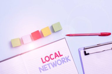 Yerel Ağ 'ı gösteren metin işareti. LAN Radyo Dalgaları için sözcük DSL Boradband Bağlantı Örnekleme Küpü Dikdörtgen Kutuları Çok Renkli Yüzey Cilalı