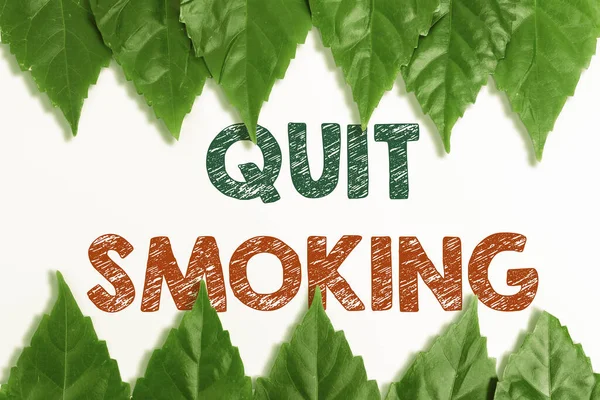 Text caption presenting Quit Smoking. Word Written on Discontinuing or stopping the use of tobacco addiction Saving Environment Ideas And Plans, Creating Sustainable Products — Stock Photo, Image